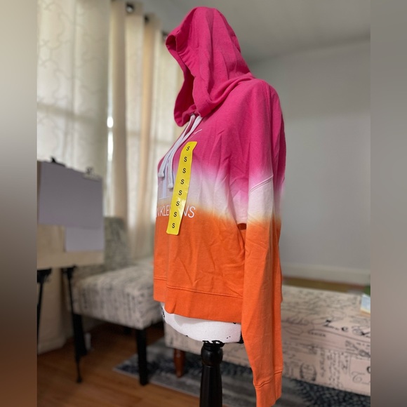 NWT Women’s Size Small Calvin Klein Jeans Cropped Drawstring Tie Dye Hoodie - Picture 5 of 12